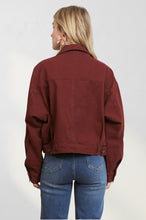 Wine Cropped Utility Pocket Jacket