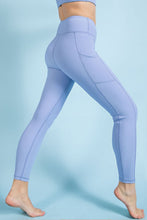 Digital Lavender Plus Size Nylon Rib Yoga Leggings With Side Pocket