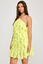 Lemon Ruffle With Gold Chain Mini Dress