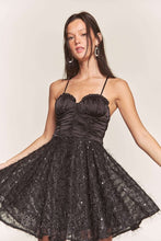 Black Satin Top With Sequin Bottom Contrast Dress