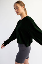 Regency Green Cotton Slub Open Back Long Sleeve Top