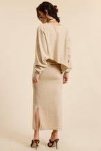 Beige Asymmetrical Top N Skirt Knit Set