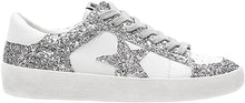 Silver Rubber Sole Lace-Up Glitter Leather Star