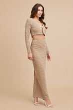 Taupe 3pc Set Of Top Cardigan And Skirt
