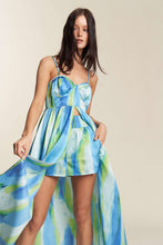 Blue Combo Braided Spaghetti Strap Maxi Top With Shorts