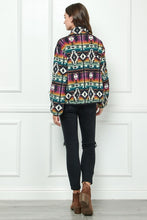 Multi Contrast Pocket Printed Fleece Jacket