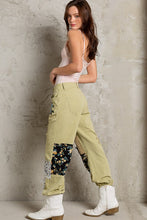 Pistachio Embroidered Patchwork Detail Jogger Pants