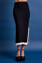 Black Knit Long Sleeve Top And Midi Skirt Set