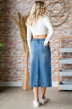 Med Wash String Cargo Pocket Denim Long Skirt
