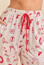 Ivory Multi Cream Holiday Print Pajama Set - Festive Sleepwear
