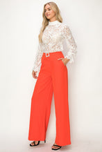 White Long Sleeve Mock Neck Butterfly Lace Blouse