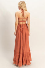 Rust Smocked Halter Maxi Dress