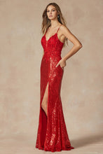 Red Machine Sequin Gown With Corset Bodice Prom Gown