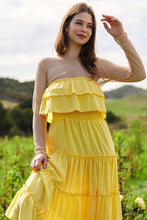 Yellow Tiered Flowing Tube Top And Skirt Tube Maxi Dress