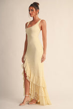 Yellow Seraphine Lace Ruffle Maxi Dress