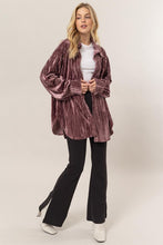 Mauve Oversized Velvet Button-Up Shirt Jacket
