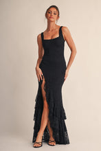 Black Seraphine Lace Ruffle Maxi Dress