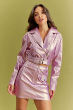 Pink Moto Jacket And Mini Skirt Set