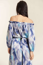 Blue Combo Offshoulder Tiedye Satin Jumpsuit