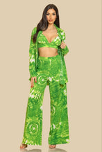 Green Combo Combo Kasey 3 Piece Tie Dye Pant Set
