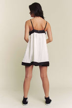 White Black Contrast Hem Line Wide A Line Romper