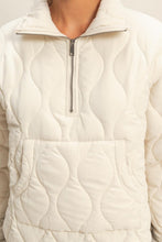 Cream Quilted Half Zip High Neck Pullover