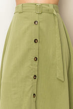 Green Modern Moves Button-Front High-Low Midi Skirt