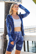 Blue/White Plus Size Tie Dye Fitted Jacket