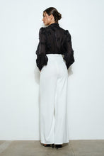 Black Sheer Embroidered Butterfly Bow Tie Blouse