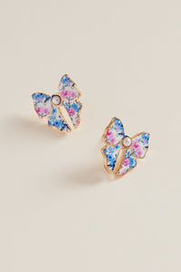 Mul Ceramic Bow Enamel Casting Flower Pattern Earrings