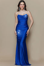 Royal Blue Sweetheart Ruched Bust Tube Top Column Maxi Dress