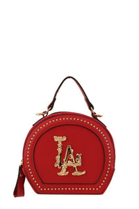 Copy of LA Studded Round Shoulder Crossbody Bag/Red