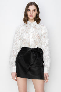 White Long Sleeves Floral Lace Shirt Top