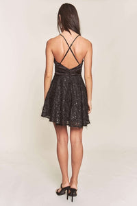 Black Satin Top With Sequin Bottom Contrast Dress