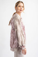 Mauve/Taupe Plus Size Velvet Tribal Contrast Hoodie