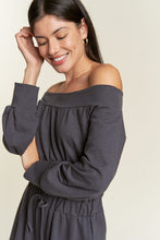 Dark Gray One Shoulder Terry Jumpsuit