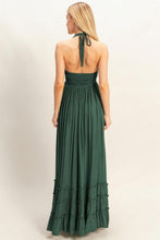 Hunter Green Halter Neck Smocked Maxi Dress