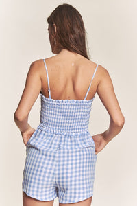 Blue Gingham Smocked Romper