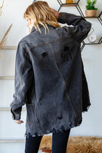 Black Wash istressed Denim Western Shirts Long Fit Jacket