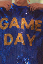 Royal Blue Round Neck Sequin Game Day Letter Tunic Top