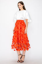 Orange High Waist A Line 3d Polka Dot Midi Skirt