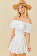 White Off Shoulder Romper With Back Tie Detail