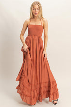 Rust Smocked Halter Maxi Dress