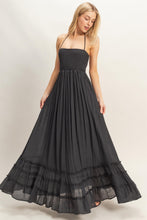 Black Smocked Halter Maxi Dress