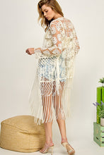 Ivory Embroidered And Tasseled Open Front Cover Up