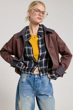 Chocolate Contrast Plaid Barn Jacket