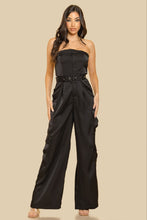 Black Unbalanced Tube Top With Pocket Jumpsuit