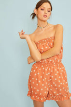 Dusty Orange Side Pocket Polkadot Print Romper