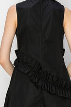 Black Frill Sleeveless Midi Dress