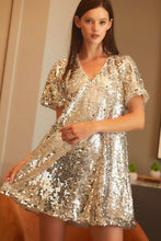 Silver Big Sequin V-neck Mini Dress
